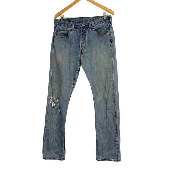 VTG Levi's 501 XX Denim Jeans 33 X 32 Button Fly Straight 90s Red Tab Grunge - Picture 1 of 16